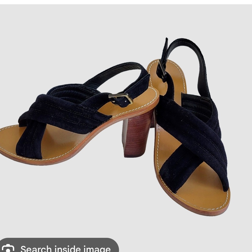 J. Crew Black Suede Cross-Strap Sandals heels